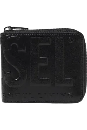 Diesel Accessoires, Heren, Zwart, ONE Size, Portemonnee met reliëflogo en ritssluiting