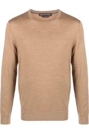 Michael Kors Truien, Heren, Bruin, S, Merino Trui in Klassieke Stijl