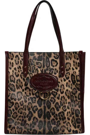 Dolce & Gabbana Tassen, Dames, Bruin, ONE Size, Leer, Luipaardleren Schoudertas met Schouderband