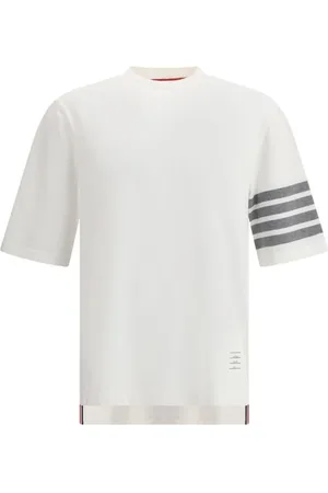 Thom Browne Tops, Heren, Wit, M, Elegante Gestreepte T-shirt