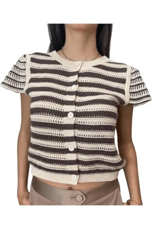 Twin-Set Truien, Dames, Veelkleurig, M, Katoen, Roze Chocolade Geribbeld Sweatshirt