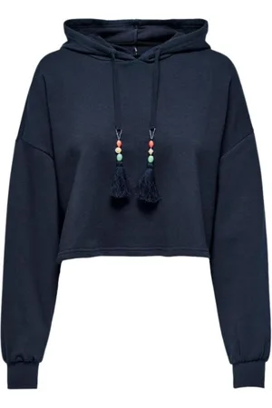 ONLY Sweatshirts & Hoodies, Dames, Blauw, S, Katoen, Lange mouwen hoodie Navy Blazer