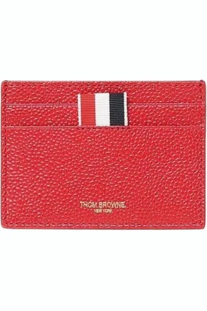 Thom Browne Accessoires, Heren, Rood, ONE Size, Leer, Rode Leren Kaarthouder