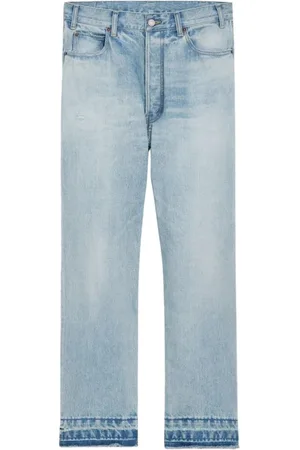 Céline Jeans, Heren, Blauw, W30, Katoen, Raw Hem Straight Leg Jeans