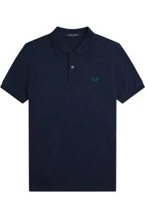 Fred Perry Tops, Heren, Blauw, XS, Katoen, Logo Polo Shirt Blauw Katoen Korte Mouw