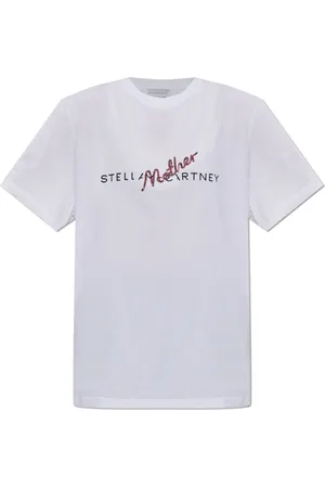 Stella McCartney Tops, Dames, Wit, L, Katoen, T-shirt met logo