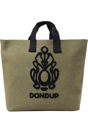 Dondup Tassen, Heren, Groen, ONE Size, Geborduurde Logo Canvas Tas