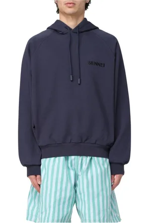 SUNNEI Sweatshirts & Hoodies, Heren, Blauw, L, Katoen, Blauwe relaxte hoodie