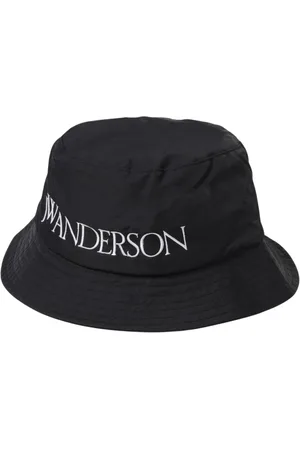 J.W.Anderson Accessoires, Heren, Zwart, S, Nylon, Zwarte Logo Bucket Hat Stijlvol Accessoire