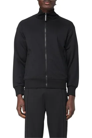 Palm Angels Sweatshirts & Hoodies, Heren, Zwart, S, Katoen, Zwarte Zip Up Track Jacket