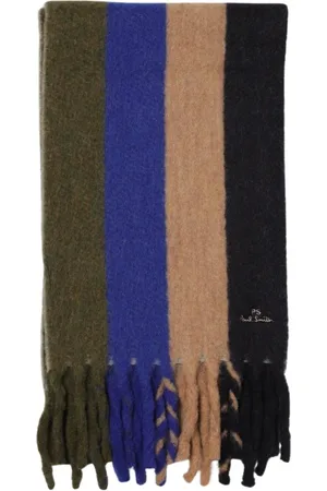 Paul Smith Accessoires, Heren, Veelkleurig, ONE Size, Gestreepte Alpaca Sjaal met Franje