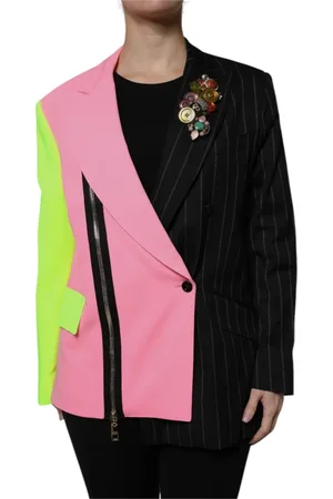 Dolce & Gabbana Jassen, Dames, Veelkleurig, XS, Patchwork Embellished Coat Jacket