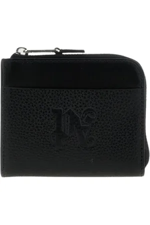 Palm Angels Accessoires, Heren, Zwart, ONE Size, Leer, Zwarte Ritsportemonnee Stijlvol Praktisch Accessoire