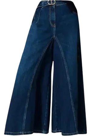 Twin-Set Jeans, Dames, Blauw, W27, Katoen, Donkerblauwe Cropped Jeans