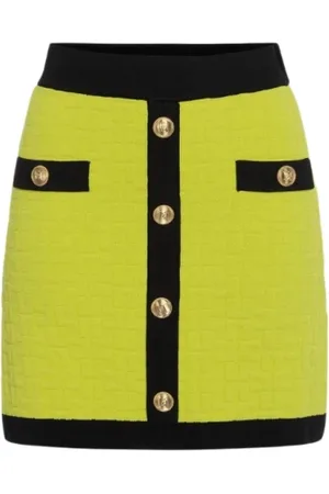 Elisabetta Franchi Rokken, Dames, Groen, S, Korte Ceder Rok met Dubbel C