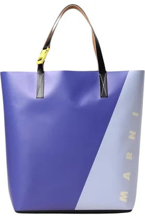 Marni Tassen, Heren, Paars, ONE Size, Stijlvolle leren tote tas
