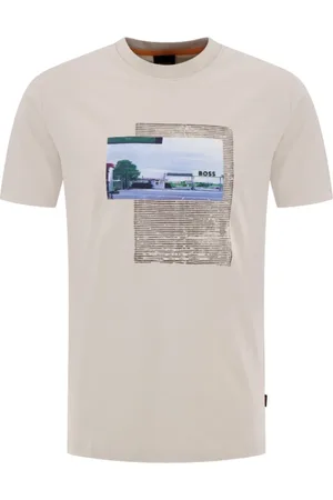 HUGO BOSS Tops, Heren, , M, Katoen, Heren Katoenen T-shirt met Voorkant Print