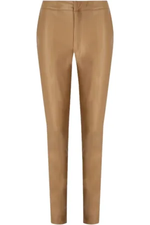 Twin-Set Broeken, Dames, Bruin, L, Beige Skinny Eco-Leren Broek