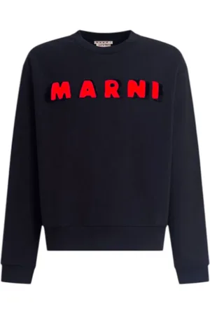 Marni Sweatshirts & Hoodies, Heren, Zwart, S, Katoen, Geborduurde Logo Sweatshirts & Hoodies