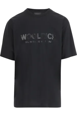 Woolrich Tops, Heren, Zwart, S, Katoen, Katoen Logo Oversized T-shirt Zwart