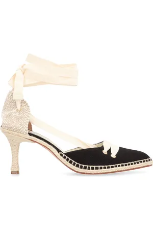 Castaner Schoenen, Dames, Zwart, 40 EU, Katoen, Canvas hiel espadrilles met enkelveters