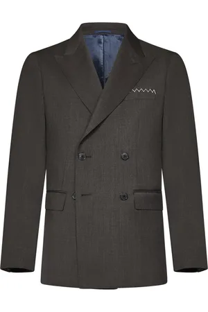 LOW BRAND Jassen, Heren, Bruin, 2Xl, Wol, Bruine Dubbelrijige Blazer Ss 25