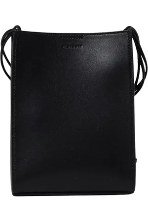 Jil Sander Tassen, Heren, Zwart, ONE Size, Leer, Zwarte Leren Schoudertas