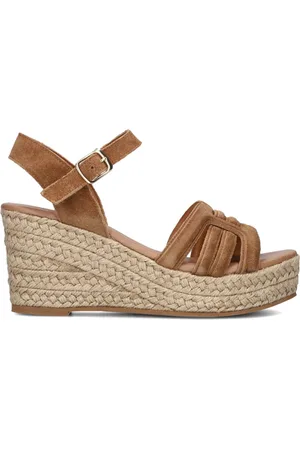 NOTRE-V Schoenen, Dames, Bruin, 38 EU, Leer, Bruine sandalen met sleehak