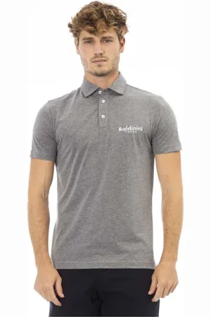 BALDININI Tops, Heren, Grijs, M, Katoen, Grijze Katoenen Heren Polo Shirt