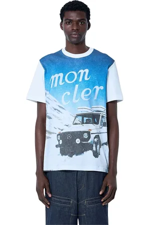 Moncler Tops, Heren, Wit, S, Katoen, Katoenen Logo Motief Crewneck T-Shirt
