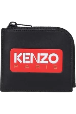 Kenzo Accessoires, Heren, Zwart, ONE Size, Leer, Zwarte Leren Zip Around Portemonnee Mannen