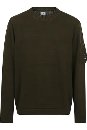 C.P. Company Truien, Heren, Bruin, XL, Katoen, Groene Trui met Lenszak
