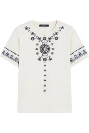 Max Mara Tops, Dames, , XL, Katoen, Etnisch geborduurd katoenen T-shirt Olga