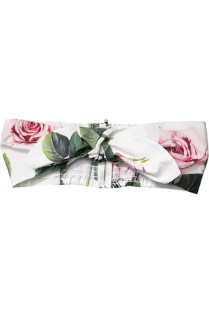 Dolce & Gabbana Tops, Dames, Wit, S, Katoen, Witte Bloemenprint Bustier Crop Top