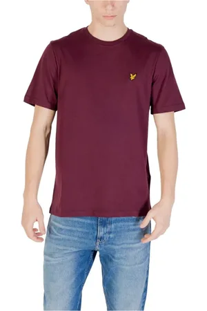 Lyle & Scott Tops, Heren, Paars, S, Katoen, Bordeaux Katoenen T-shirt
