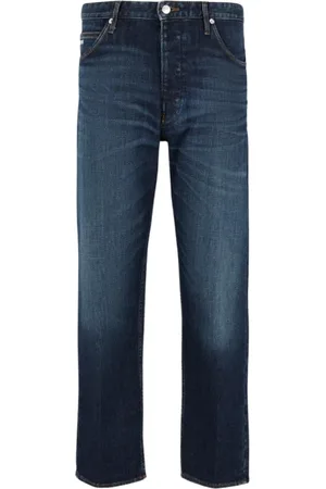 Emporio Armani Jeans, Heren, Blauw, W33, Denim, Blauwe Denim 5-Pocket Straight Leg Jeans