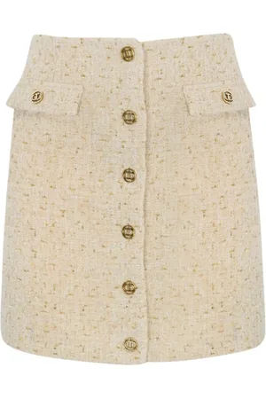 Twin-Set Rokken, Dames, , M, Tweed, Korte Tweed Rok Ivoor