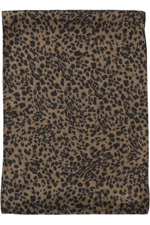 Paul Smith Accessoires, Heren, Bruin, ONE Size, Leopard Print Silk Scarf