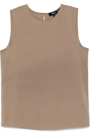 THEORY Tops, Dames, Bruin, M, Zijden Georgette Shell Top