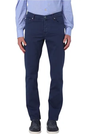 Kiton Broeken, Heren, Blauw, W31, Wol, Blauwe Wolmix Straight-Leg Broek