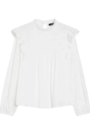 Max Mara Blouses & Shirts, Dames, Wit, S, Katoen, Ruches Blouse
