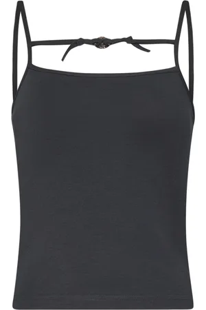 OTTOLINGER Tops, Dames, Zwart, XS, Katoen, Zwarte Top met Trekkoord en Metalen Ring