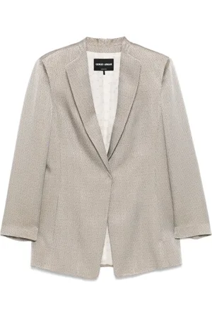 Giorgio Armani Jassen, Dames, Grijs, XS, Nickel Grey Knoopjas met Achteruitgangen