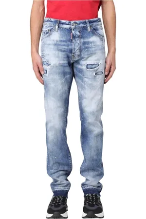 Dsquared2 Jeans, Heren, Blauw, L, Katoen, Blauwe Distressed Slim Fit Jeans