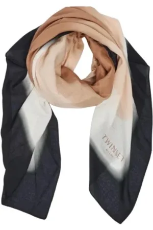 Twin-Set Accessoires, Dames, Veelkleurig, ONE Size, Geweven Sjaal met Patroon van Viscose Zand