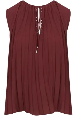 Liu Jo Tops, Dames, Rood, 2Xs, Polyester, Klassieke mouwloze geplooide top rood aubergine