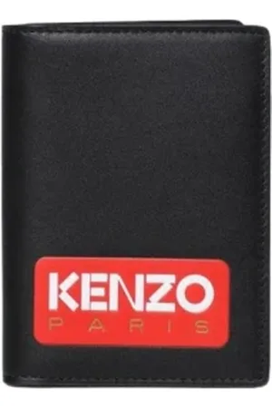 Kenzo Accessoires, Heren, Zwart, ONE Size, Leer, Logo Portemonnee voor Mannen