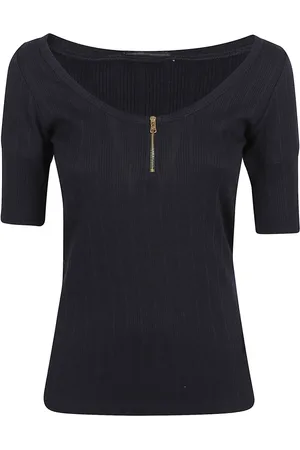Patou Truien, Dames, Zwart, S, Blauw T-shirt Dameskleding