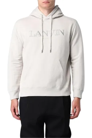 Lanvin Sweatshirts & Hoodies, Heren, Grijs, M, Katoen, Geborduurde hoodie grijs sweatshirt heren