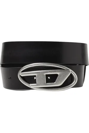 Diesel Accessoires, Heren, Zwart, 95 CM, Leer, Zwarte Leren Riem met Metalen Gesp